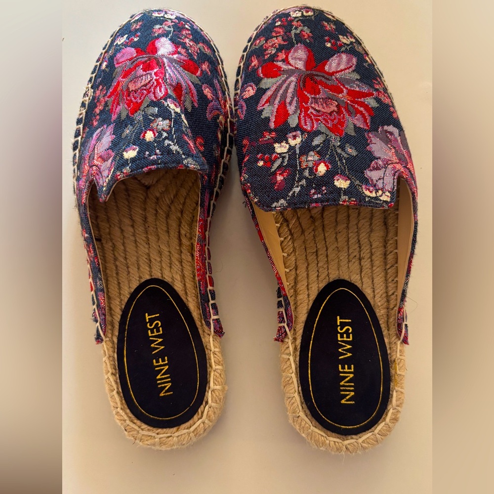 Nine West Floral Espadrilles - Red and Blue